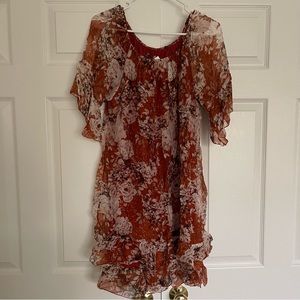 Off-The-Shoulder Floral Tiered Mini Dress